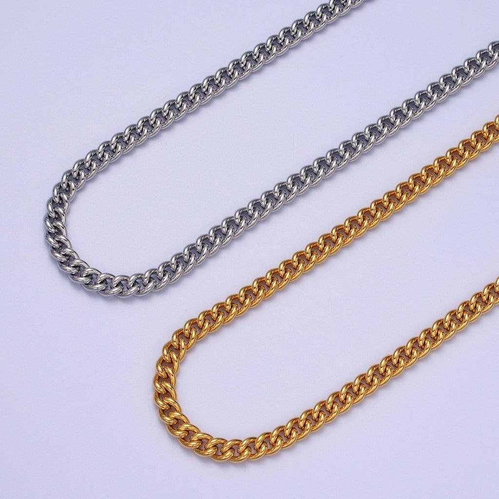 24K Gold plated 5mm Width Curb Gold, Silver Unfinished Chain | ROLL-978, ROLL-979 Clearance Pricing