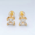 24K Gold plated 6.3mm Clear CZ Square Baguette Stud Earrings | AB1223 - DLUXCA