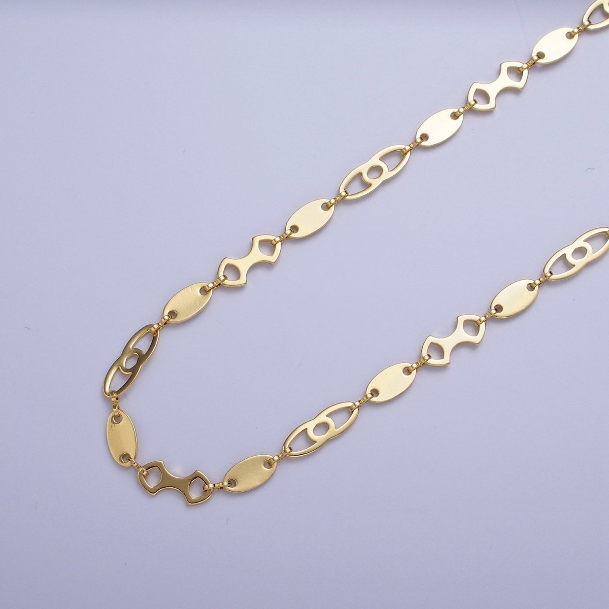 24K Gold plated 6.5mm Designed Anchor Unfinished Bulk Chain For Jewelry Making | ROLL-863 Clearance Pricing - DLUXCA