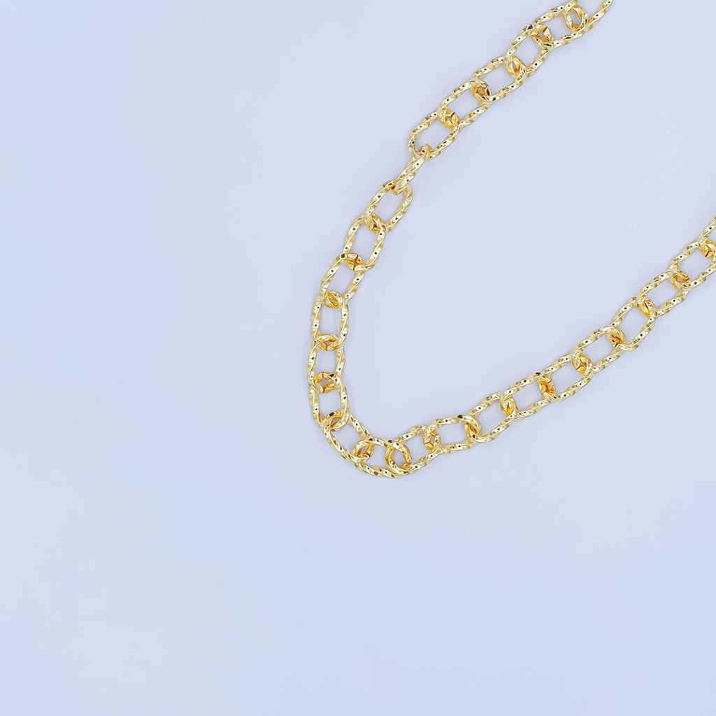 24K Gold plated 6.5mm Twisted Paperclip Unfinished Chain by Yard | Roll - 1551 