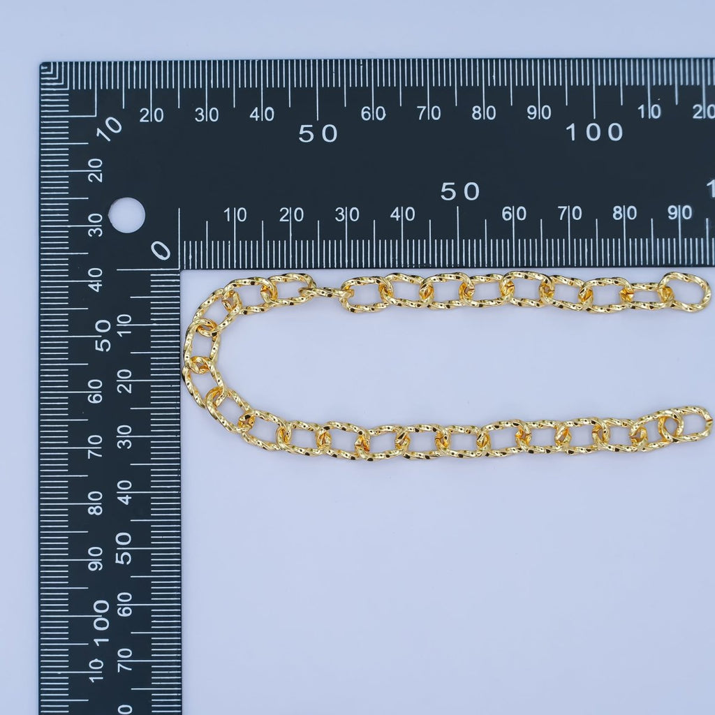 24K Gold plated 6.5mm Twisted Paperclip Unfinished Chain by Yard | Roll - 1551 