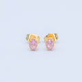 24K Gold plated 6.8mm Oval CZ Stud Earrings | AB1001 - AB1005 - DLUXCA