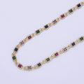 24K Gold plated 6mm Clear Rectangle Cut Bezel Chain by Yard, Station Necklace CZ Diamond by Foot for Necklace Bracelet Jewelry Making | ROLL-777 Clearance Pricing - DLUXCA