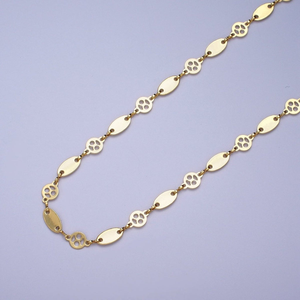 24K Gold plated 6mm Designed Round Anchor Bulk Unfinished Chain For Jewelry Making | ROLL-862 Clearance Pricing - DLUXCA