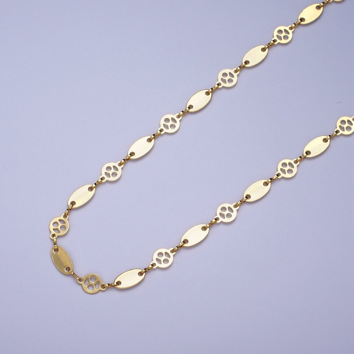 24K Gold plated 6mm Designed Round Anchor Bulk Unfinished Chain For Jewelry Making | ROLL-862 Clearance Pricing - DLUXCA