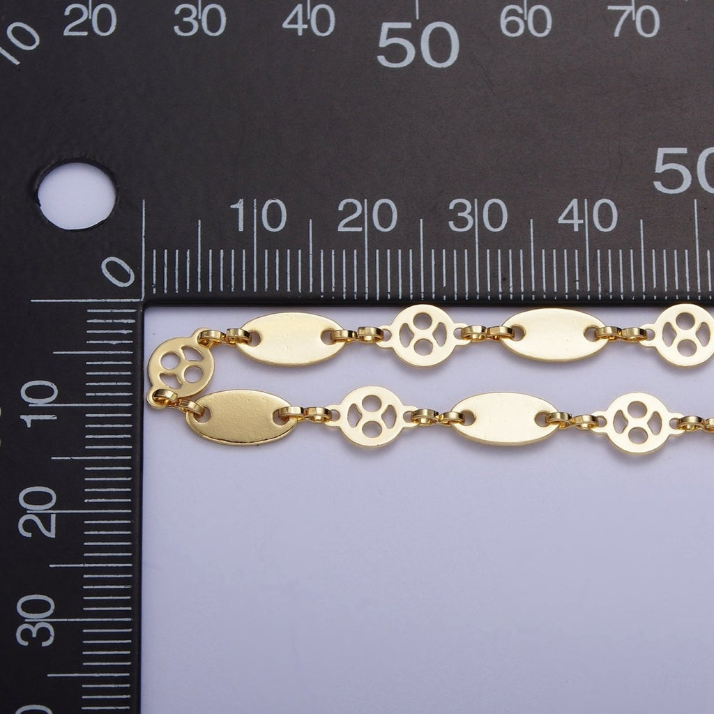 24K Gold plated 6mm Designed Round Anchor Bulk Unfinished Chain For Jewelry Making | ROLL-862 Clearance Pricing - DLUXCA