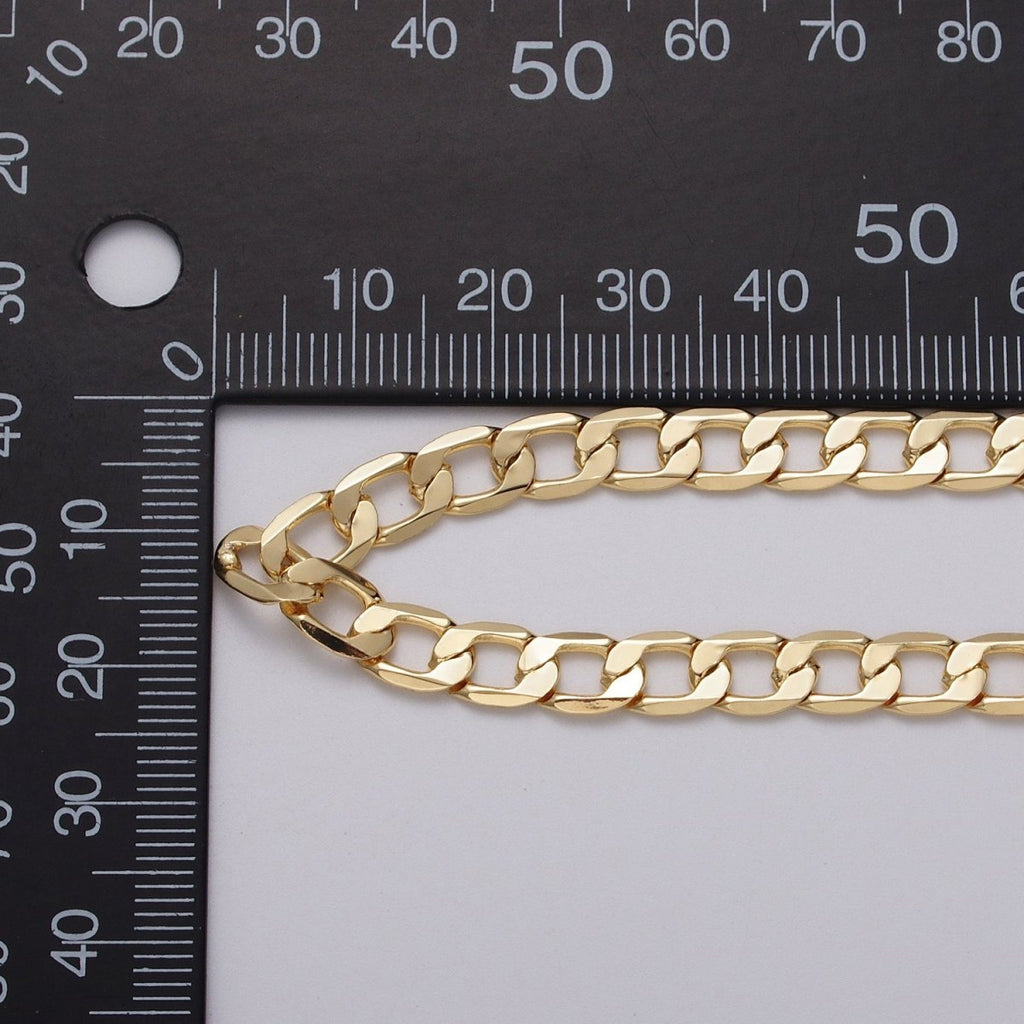 24k Gold plated 6mm Flat Concave Curb Unfinished Chain by Yard in Gold & Silver | ROLL-1054, ROLL-1106 Clearance Pricing