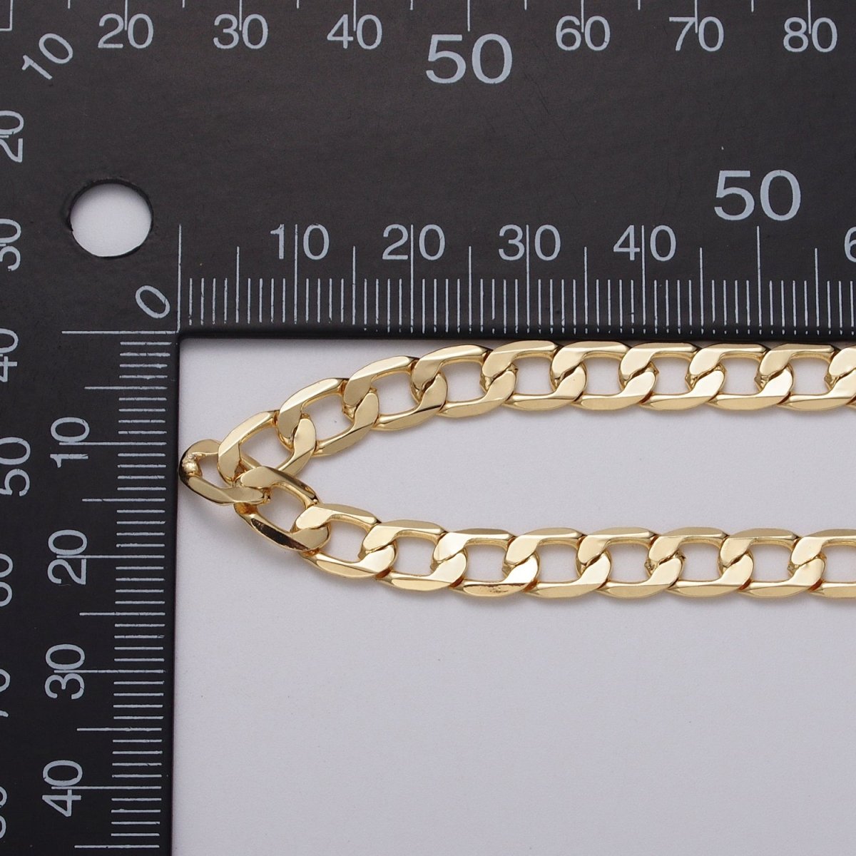 24k Gold plated 6mm Flat Concave Curb Unfinished Chain by Yard in Gold & Silver | ROLL-1054, ROLL-1106 Clearance Pricing