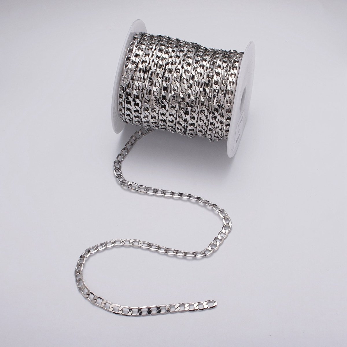 24k Gold plated 6mm Flat Concave Curb Unfinished Chain by Yard in Gold & Silver | ROLL-1054, ROLL-1106 Clearance Pricing
