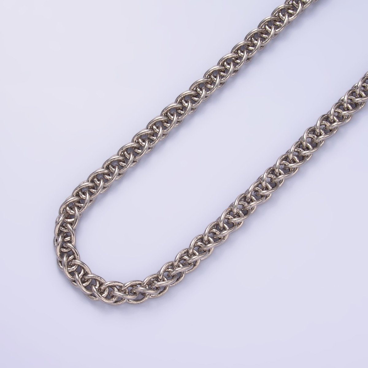 24K Gold plated 6mm Foxtail Wheat Unfinished Chain by Yard in Gold & Silver | Roll - 1544 Roll - 1545 