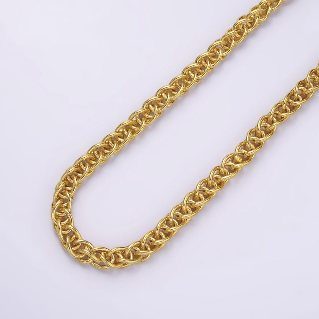 24K Gold plated 6mm Foxtail Wheat Unfinished Chain by Yard in Gold & Silver | Roll - 1544 Roll - 1545 