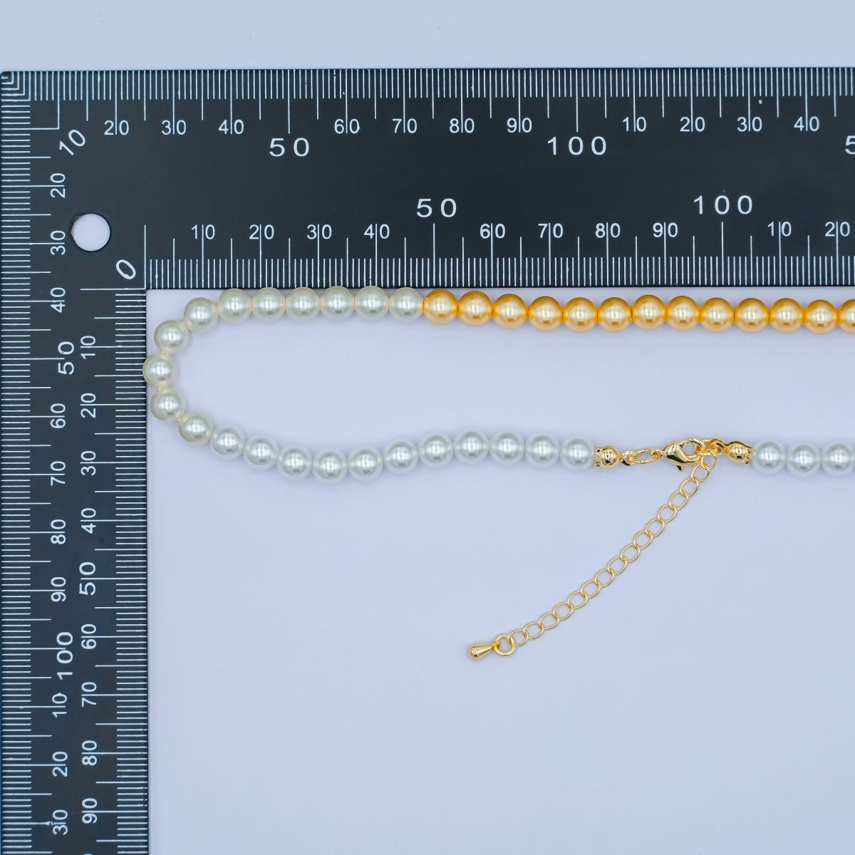 24K Gold plated 6mm Gradient White - Yellow Shell Pearl 17 Inch Necklace | WA - 2820 