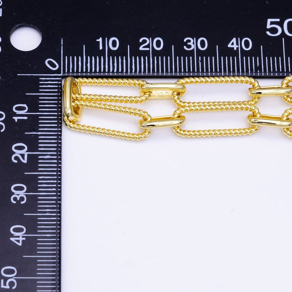 24K Gold plated 7mm Croissant Paperclip Unfinished Chain by Yard | Roll-1513 - DLUXCA