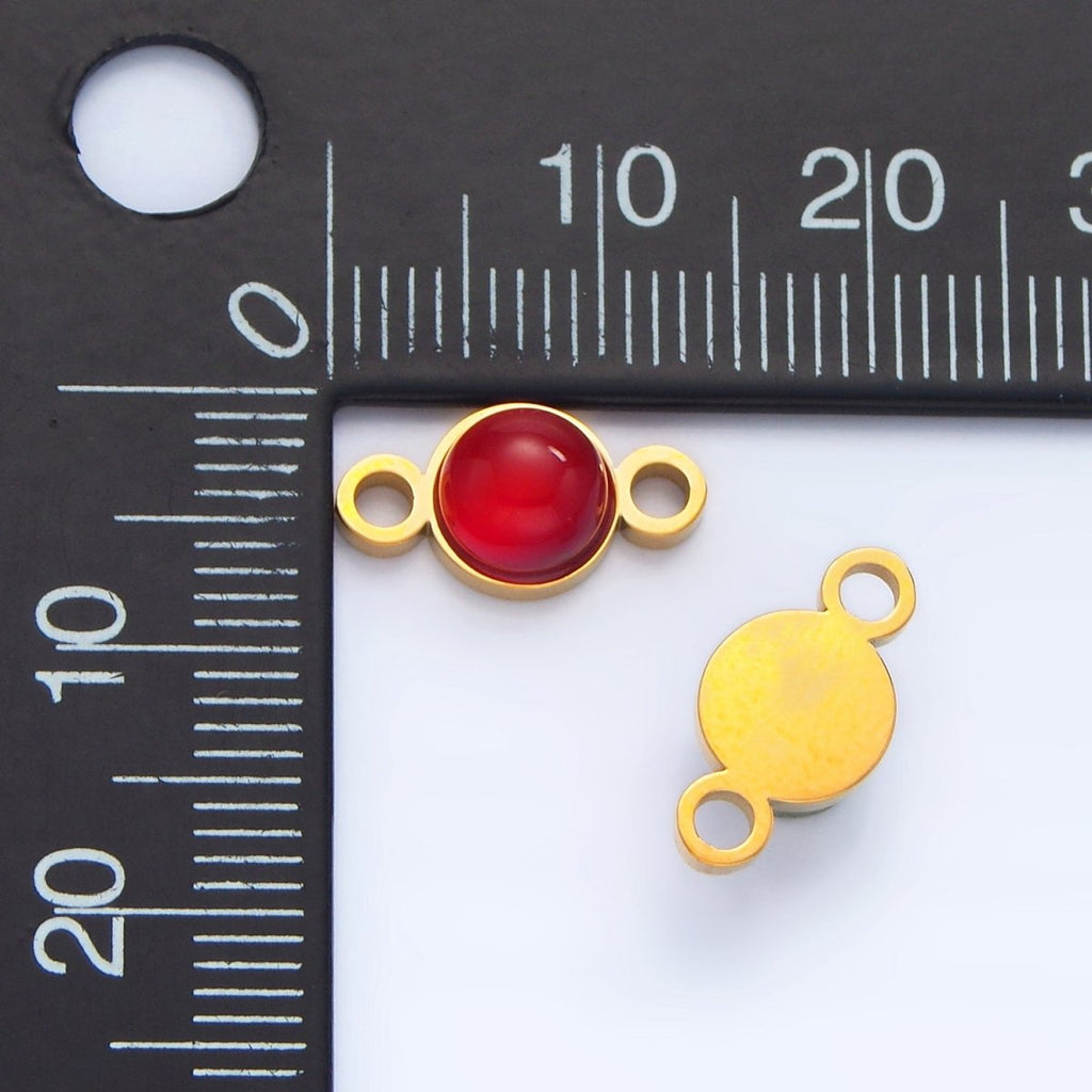 24K Gold plated 7mm Natural Gemstone Minimalist Connector | F569 F586 F587 - DLUXCA