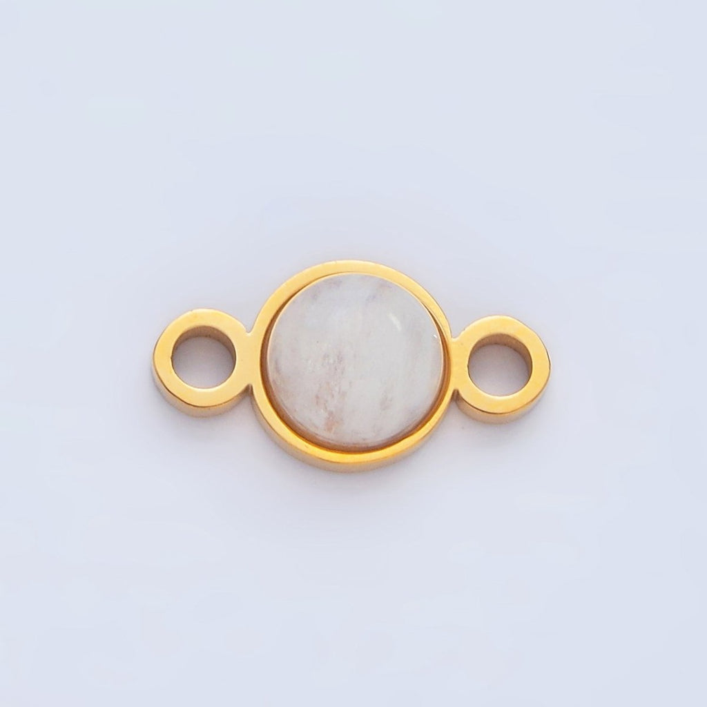 24K Gold plated 7mm Natural Gemstone Minimalist Connector | F569 F586 F587 - DLUXCA