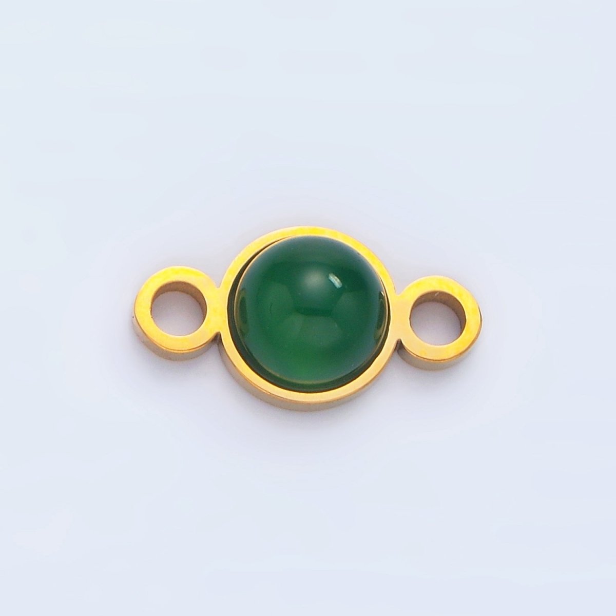 24K Gold plated 7mm Natural Gemstone Minimalist Connector | F569 F586 F587 - DLUXCA