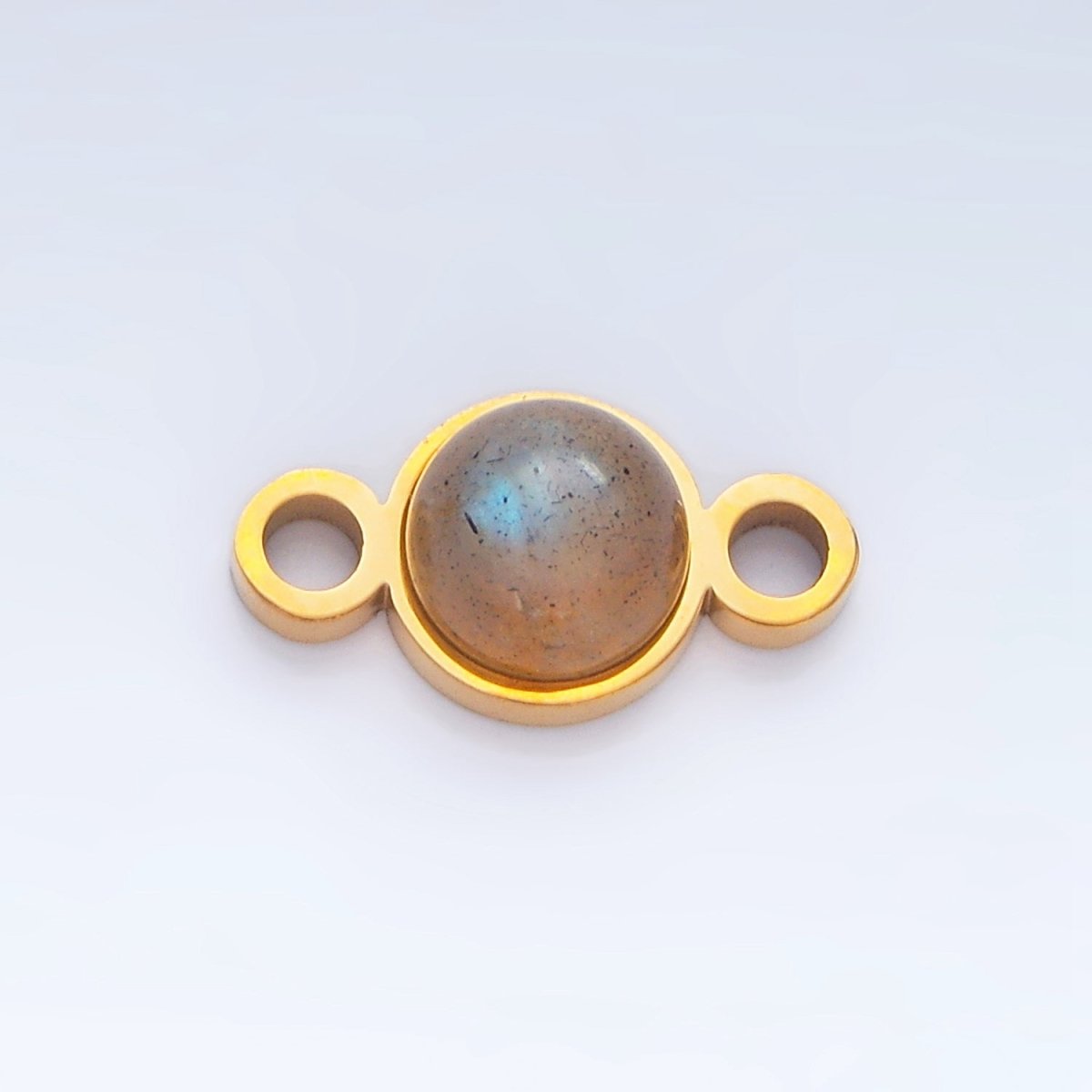 24K Gold plated 7mm Natural Gemstone Minimalist Connector | F569 F586 F587 - DLUXCA