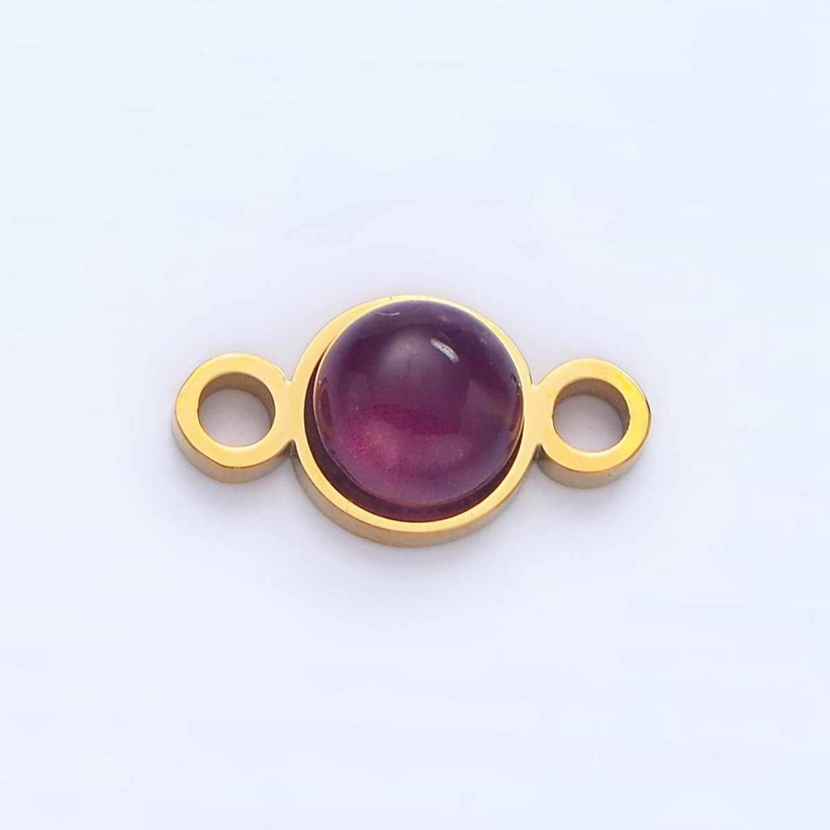 24K Gold plated 7mm Natural Gemstone Minimalist Connector | F569 F586 F587 - DLUXCA