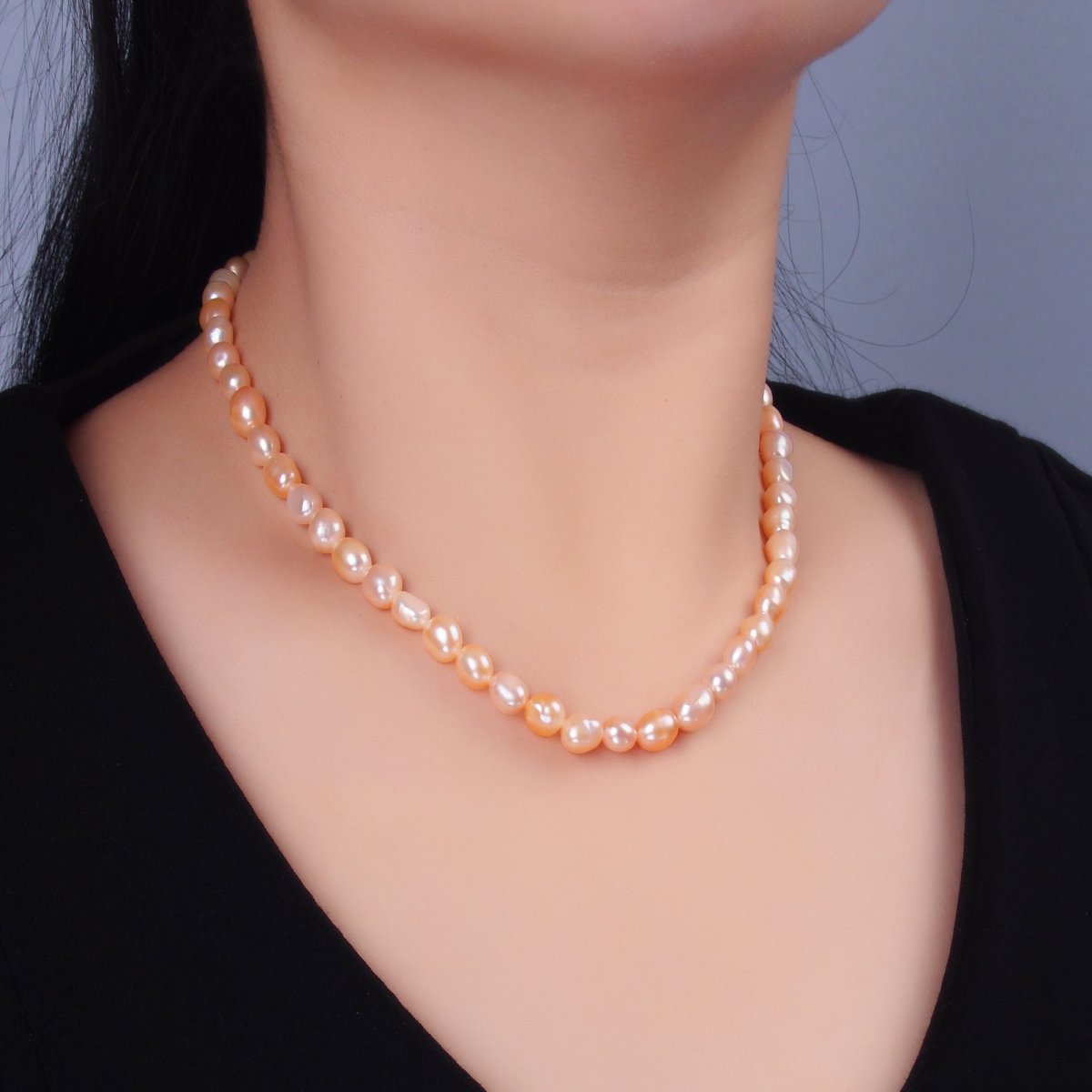 24K Gold plated 7mm Pink Freshwater Pearl 16 Inch Necklace | WA - 3016 