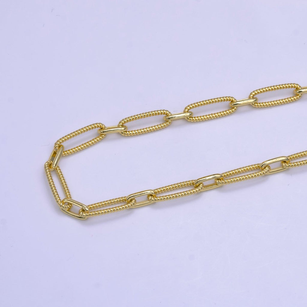 24K Gold plated 7mm Twisted Paperclip Unfinished Chain by Yard | Roll-1515 - DLUXCA