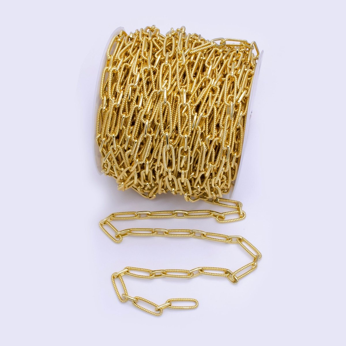 24K Gold plated 7mm Twisted Paperclip Unfinished Chain by Yard | Roll-1515 - DLUXCA