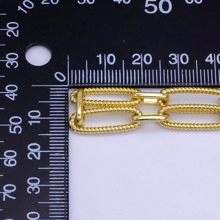 24K Gold plated 7mm Twisted Paperclip Unfinished Chain by Yard | Roll-1515 - DLUXCA