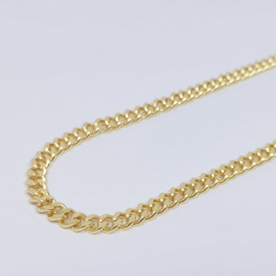 24K Gold plated 7mmx5.9mm Cuban Curb Chain by Yard, Cuban Curb Chain, Wholesale bulk Roll Chain for DIY Craft, Thickness 2.2mm | ROLL-416 Clearance Pricing - DLUXCA