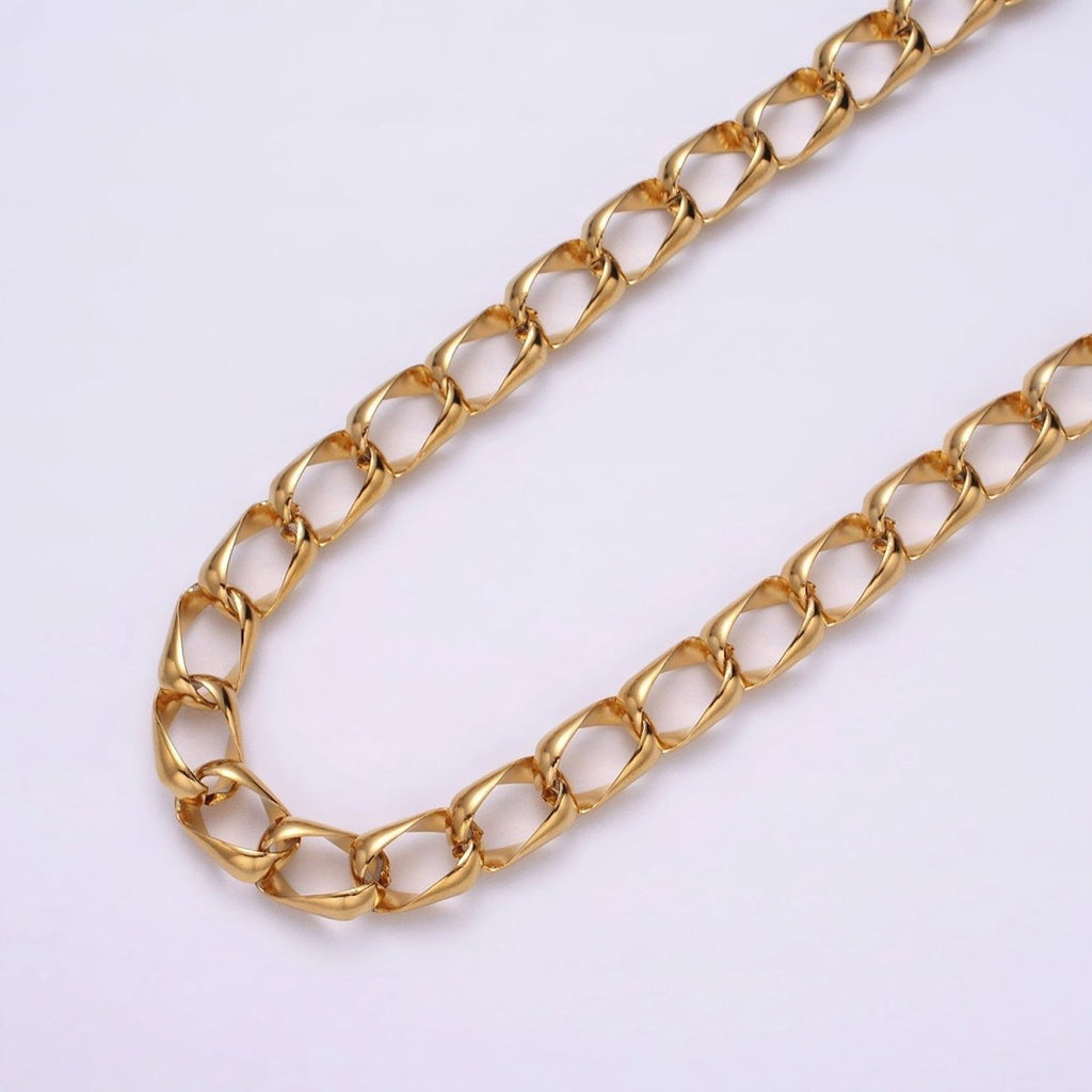 24k Gold plated 8.8mm Unique Cable Chain Link Unfinished Yard Chain in Gold & Silver | ROLL-1303 ROLL-1304 Clearance Pricing
