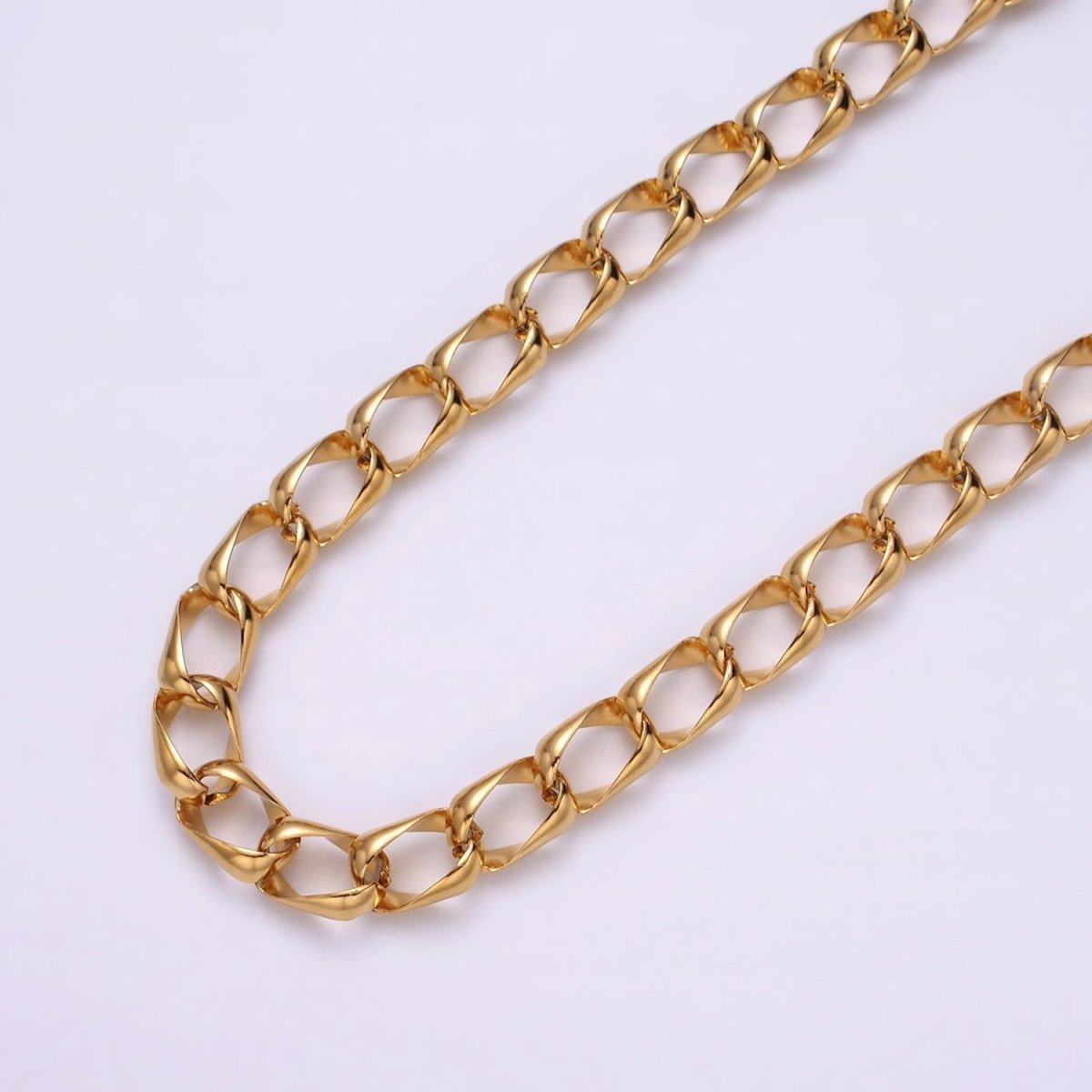 24k Gold plated 8.8mm Unique Cable Chain Link Unfinished Yard Chain in Gold & Silver | ROLL-1303 ROLL-1304 Clearance Pricing