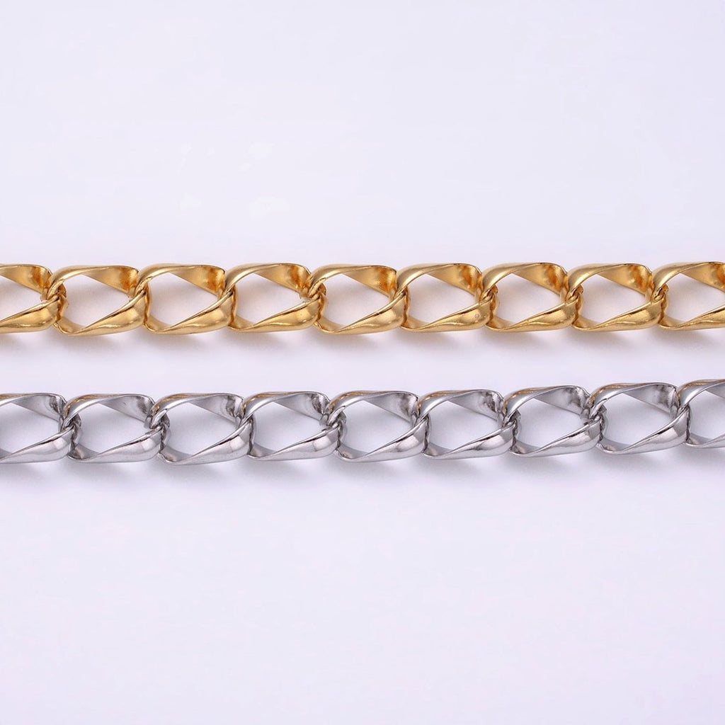 24k Gold plated 8.8mm Unique Cable Chain Link Unfinished Yard Chain in Gold & Silver | ROLL-1303 ROLL-1304 Clearance Pricing