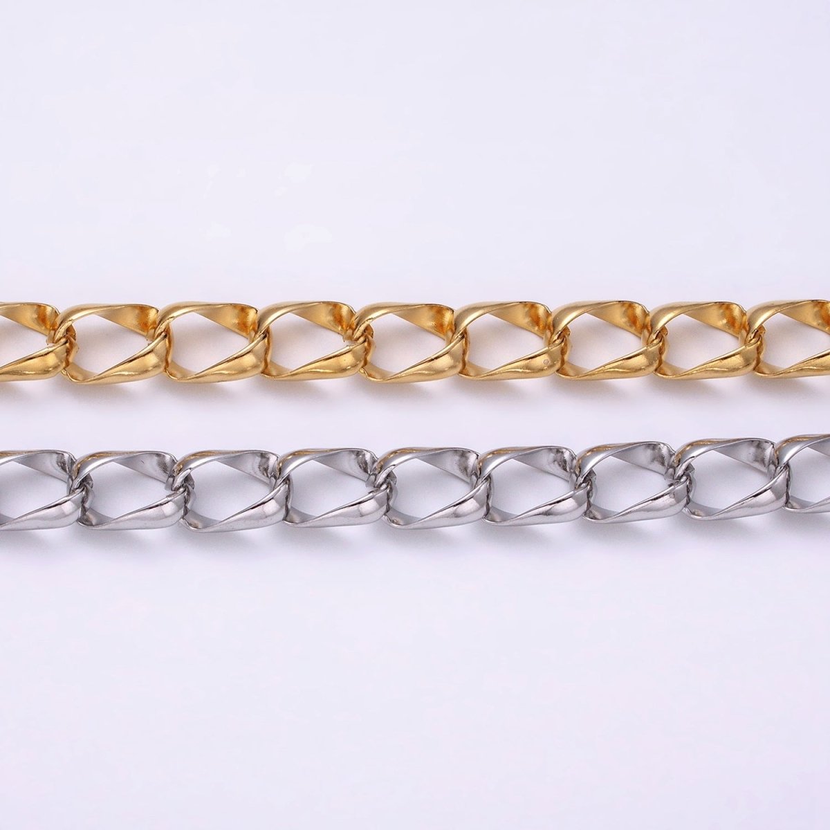 24k Gold plated 8.8mm Unique Cable Chain Link Unfinished Yard Chain in Gold & Silver | ROLL-1303 ROLL-1304 Clearance Pricing