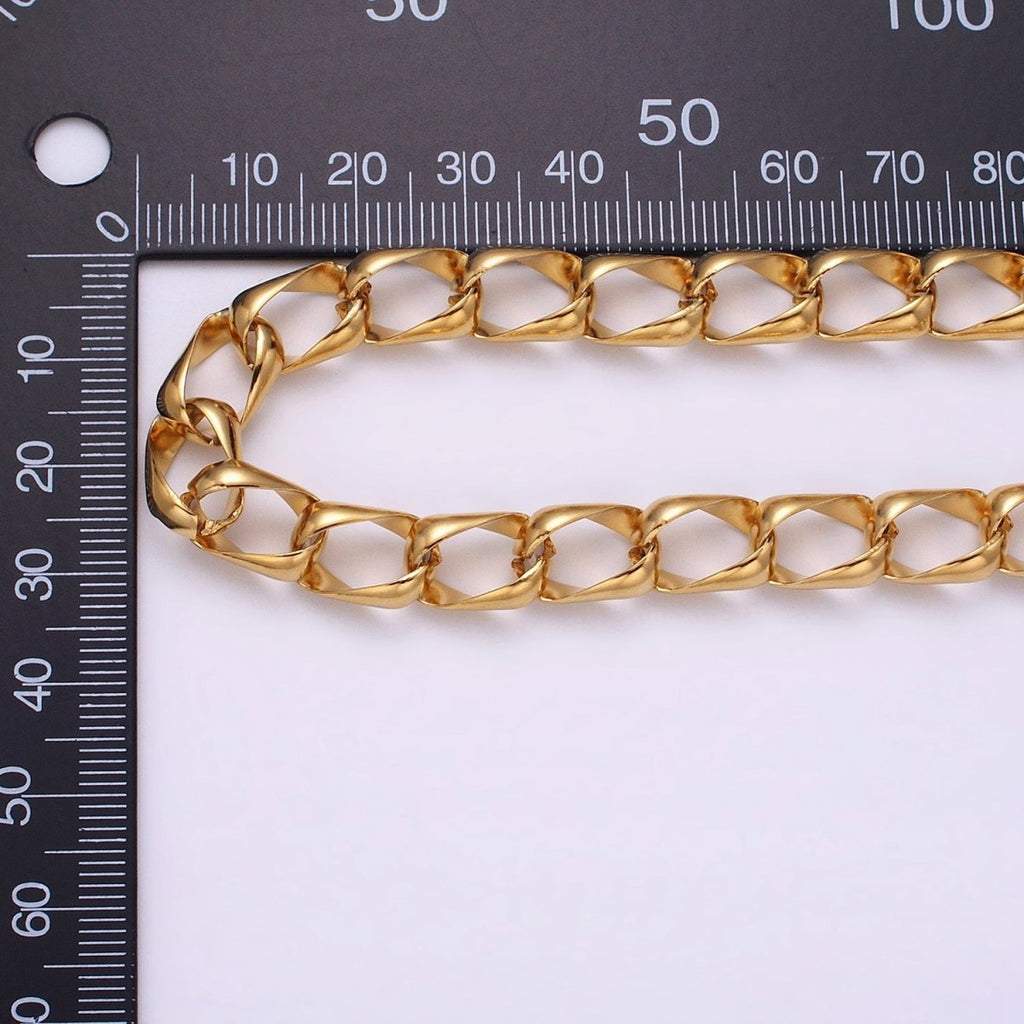 24k Gold plated 8.8mm Unique Cable Chain Link Unfinished Yard Chain in Gold & Silver | ROLL-1303 ROLL-1304 Clearance Pricing