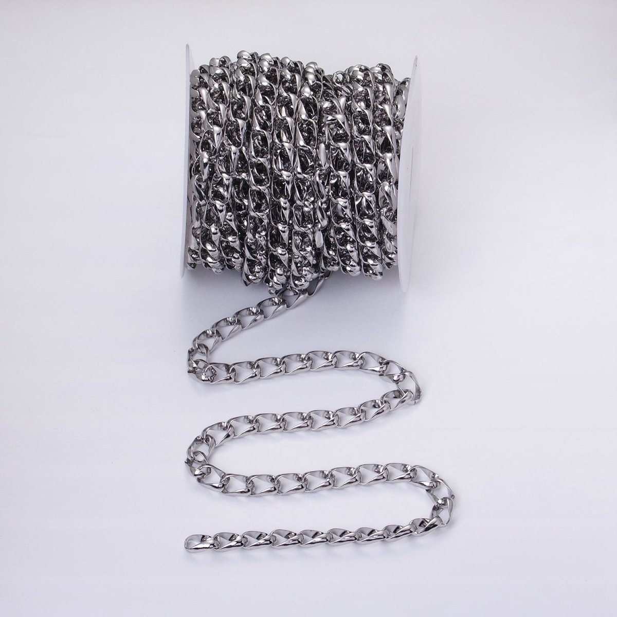 24k Gold plated 8.8mm Unique Cable Chain Link Unfinished Yard Chain in Gold & Silver | ROLL-1303 ROLL-1304 Clearance Pricing