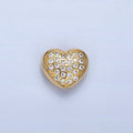 24K Gold plated 8mm Clear Micro Paved CZ Heart Bead | B563 - DLUXCA