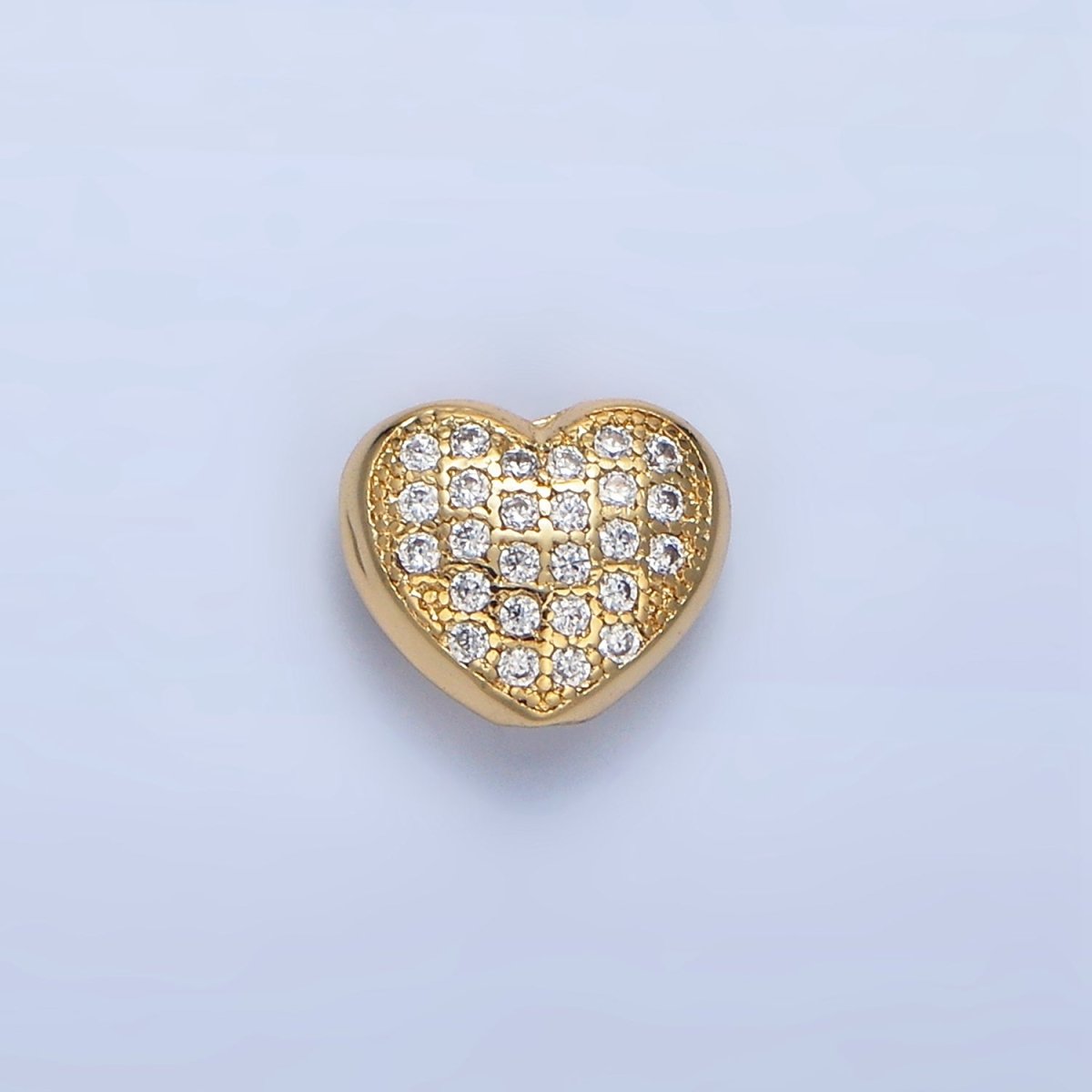 24K Gold plated 8mm Clear Micro Paved CZ Heart Bead | B563 - DLUXCA