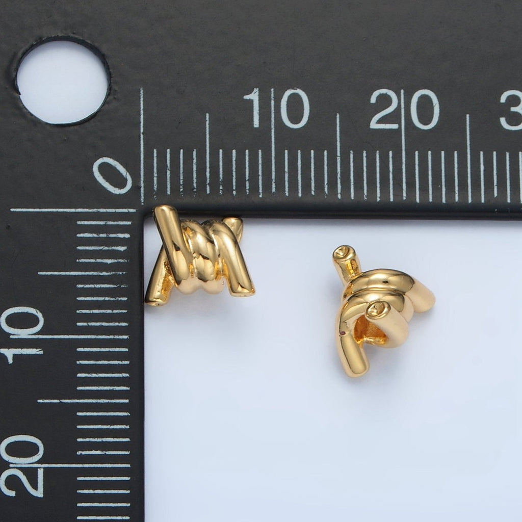 24K Gold plated 8mm Knot Tied Geometric Bead | B906 - DLUXCA
