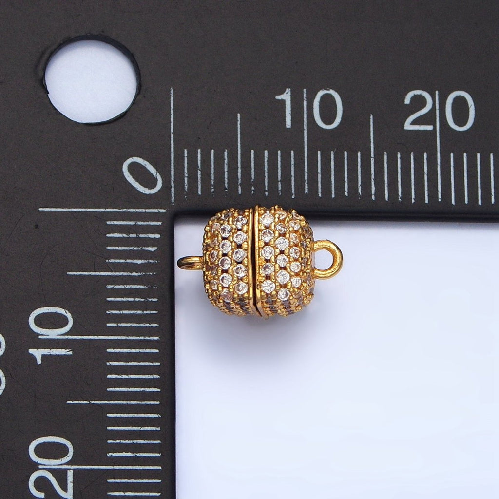 24K Gold plated 8mm Micro Paved CZ Magnetic Closure Findings in Gold & Silver | Z895 - DLUXCA