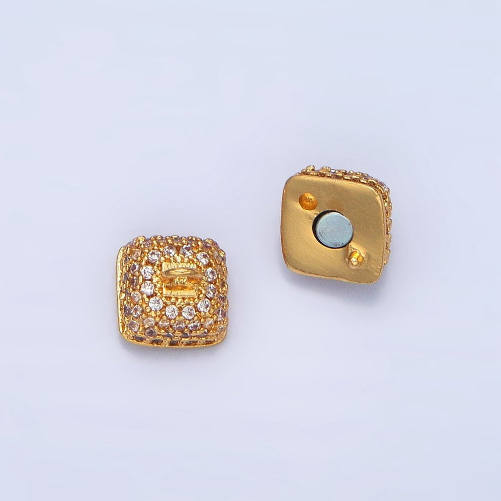 24K Gold plated 8mm Micro Paved CZ Magnetic Closure Findings in Gold & Silver | Z895 - DLUXCA