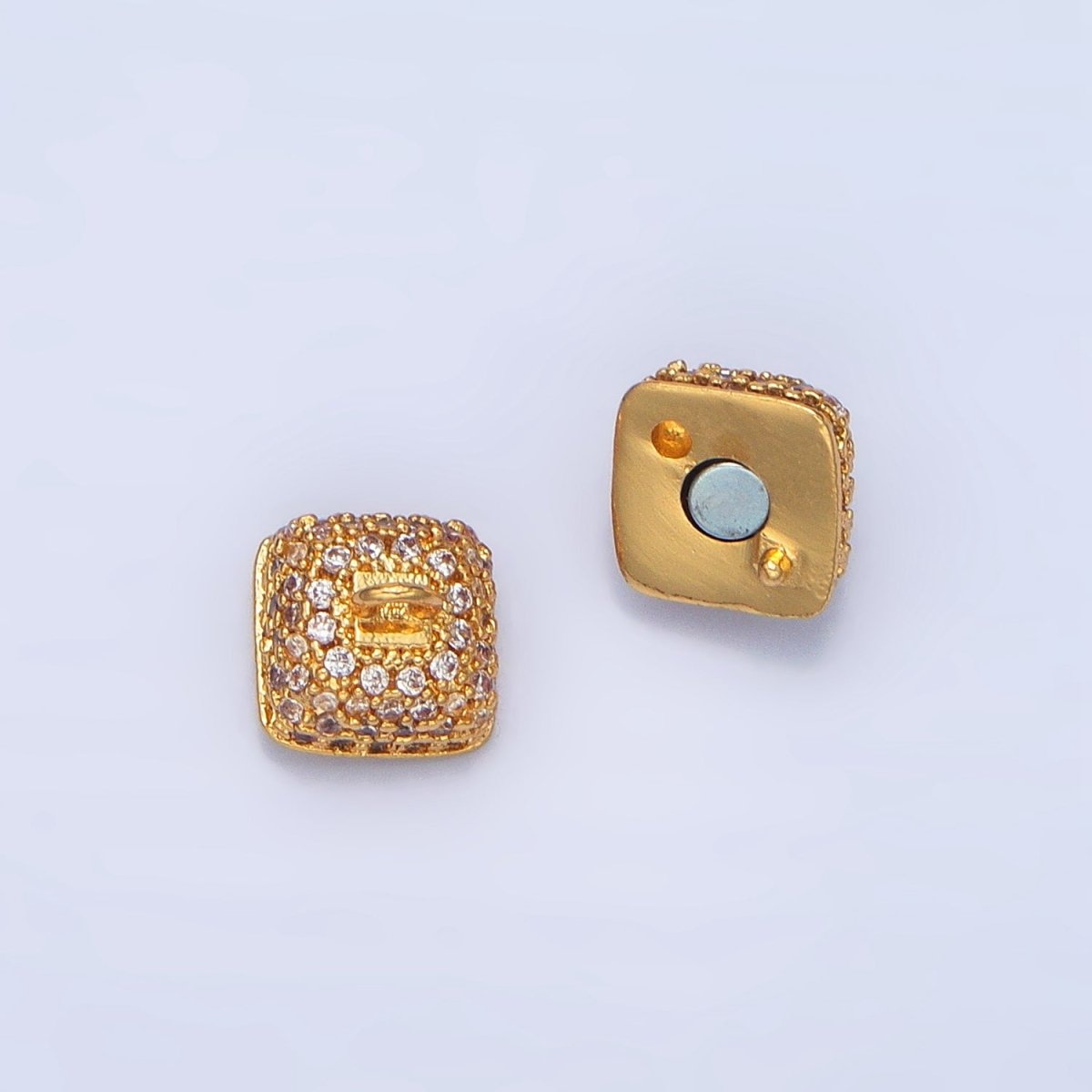 24K Gold plated 8mm Micro Paved CZ Magnetic Closure Findings in Gold & Silver | Z895 - DLUXCA