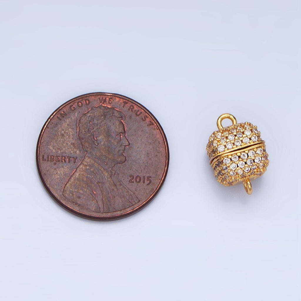24K Gold plated 8mm Micro Paved CZ Magnetic Closure Findings in Gold & Silver | Z895 - DLUXCA