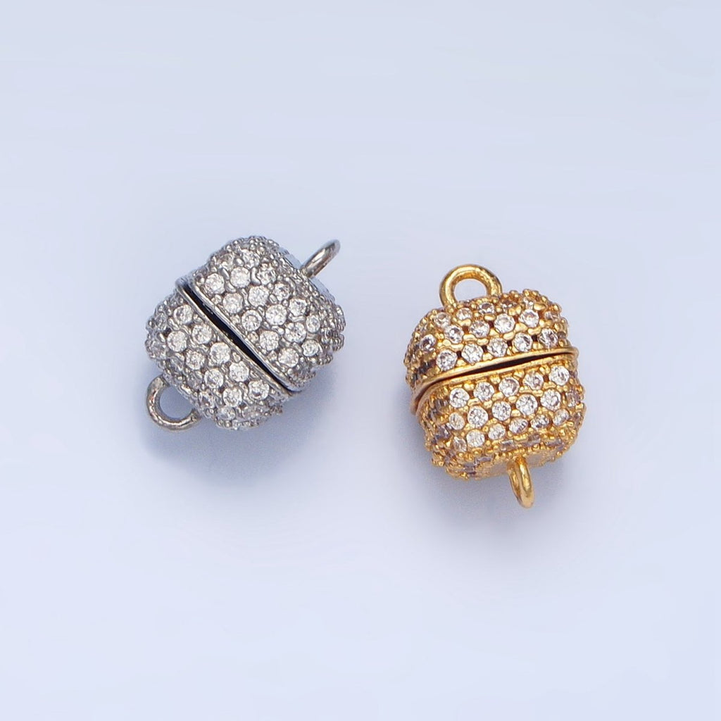 24K Gold plated 8mm Micro Paved CZ Magnetic Closure Findings in Gold & Silver | Z895 - DLUXCA