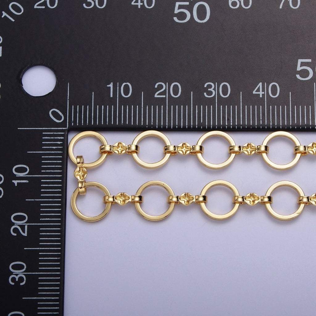 24K Gold plated 8mm Rolo Engraved Figure Eight Link Unfinished Unique Chain by Yard | ROLL-850 Clearance Pricing - DLUXCA