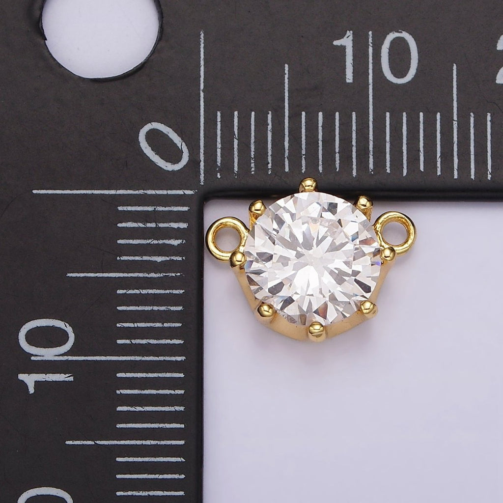 24K Gold plated 9.5 Clear CZ Round Dotted Outline Connector | G805 - DLUXCA