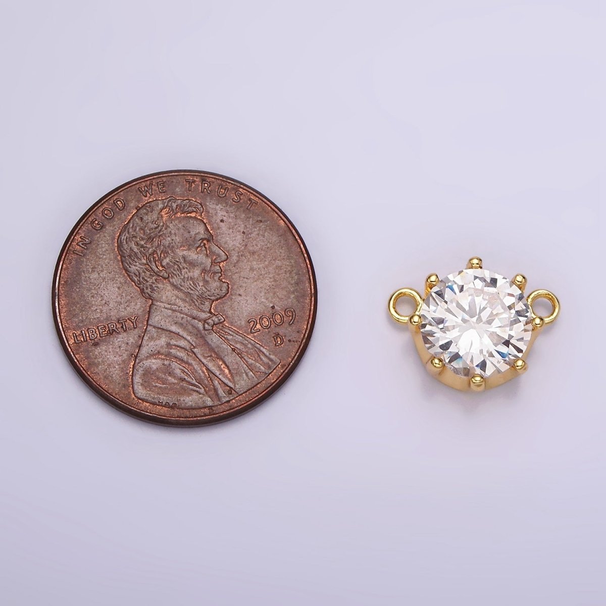 24K Gold plated 9.5 Clear CZ Round Dotted Outline Connector | G805 - DLUXCA