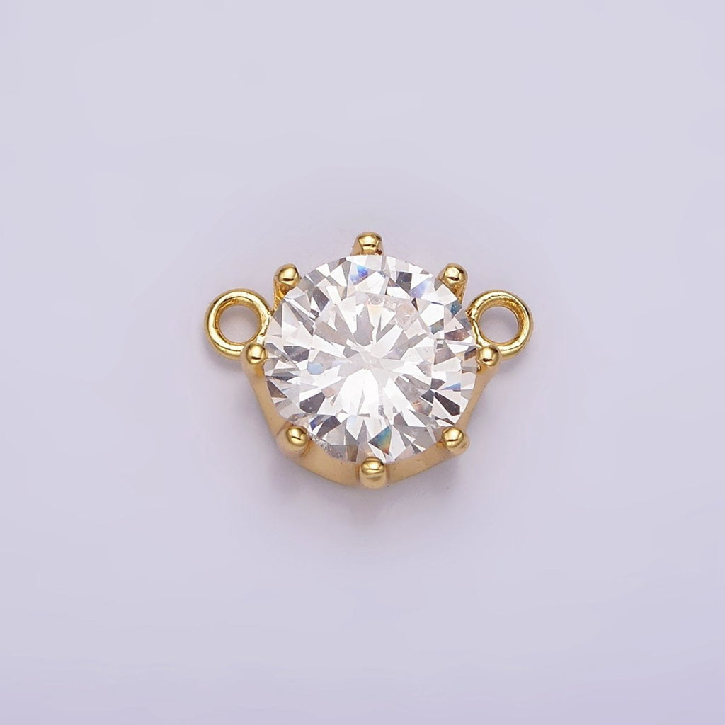 24K Gold plated 9.5 Clear CZ Round Dotted Outline Connector | G805 - DLUXCA