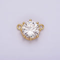 24K Gold plated 9.5 Clear CZ Round Dotted Outline Connector | G805 - DLUXCA