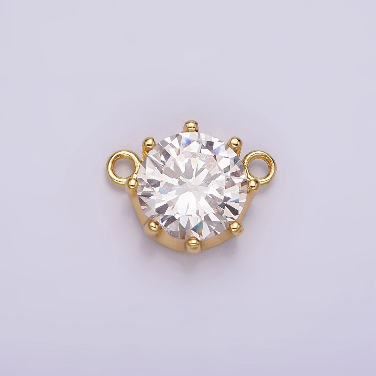 24K Gold plated 9.5 Clear CZ Round Dotted Outline Connector | G805 - DLUXCA
