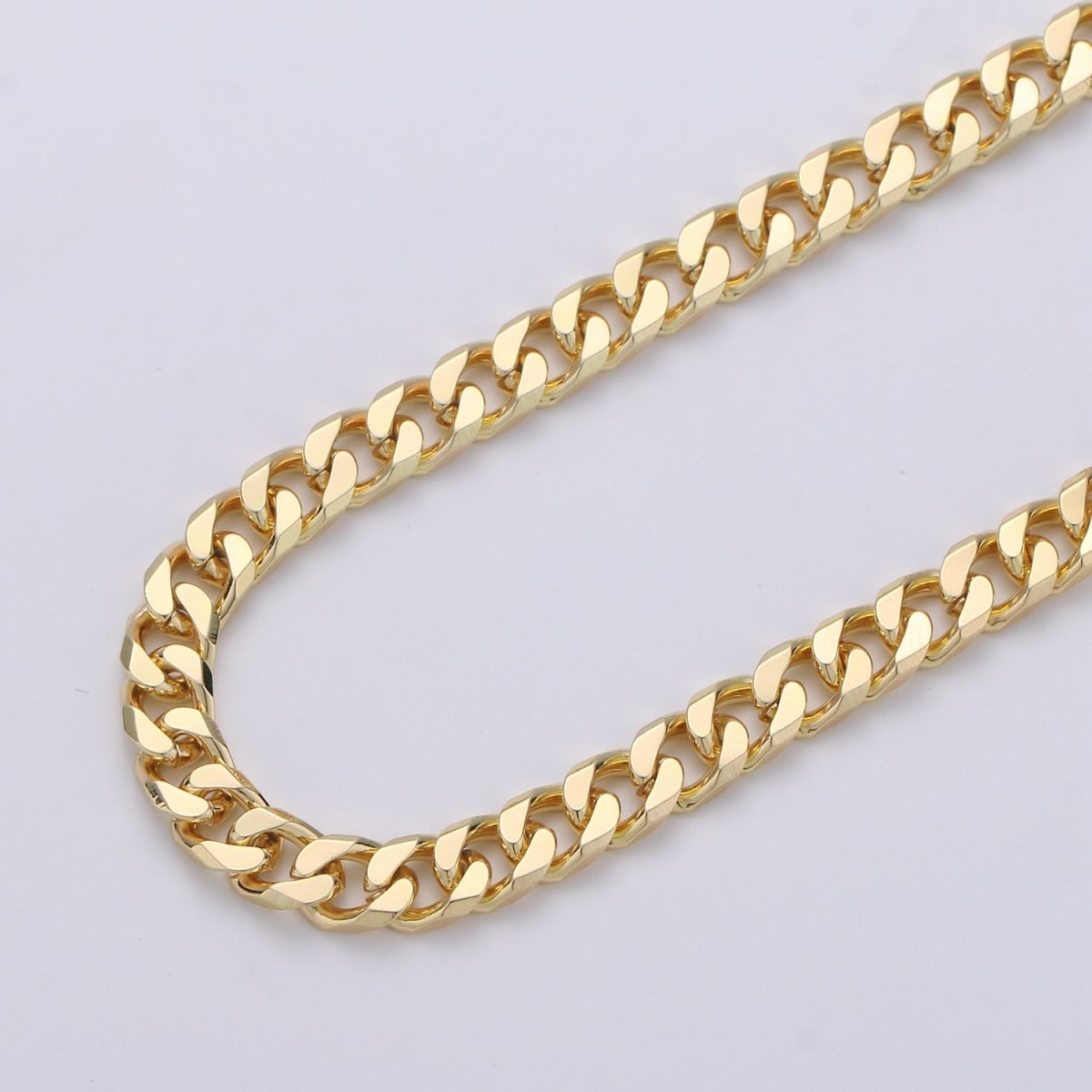 24K Gold plated 9mm Cuban Curb Chain By Yard, Wholesale Bulk Roll Chain For Jewelry Making, Thickness 2mm | ROLL-305 Clearance Pricing - DLUXCA