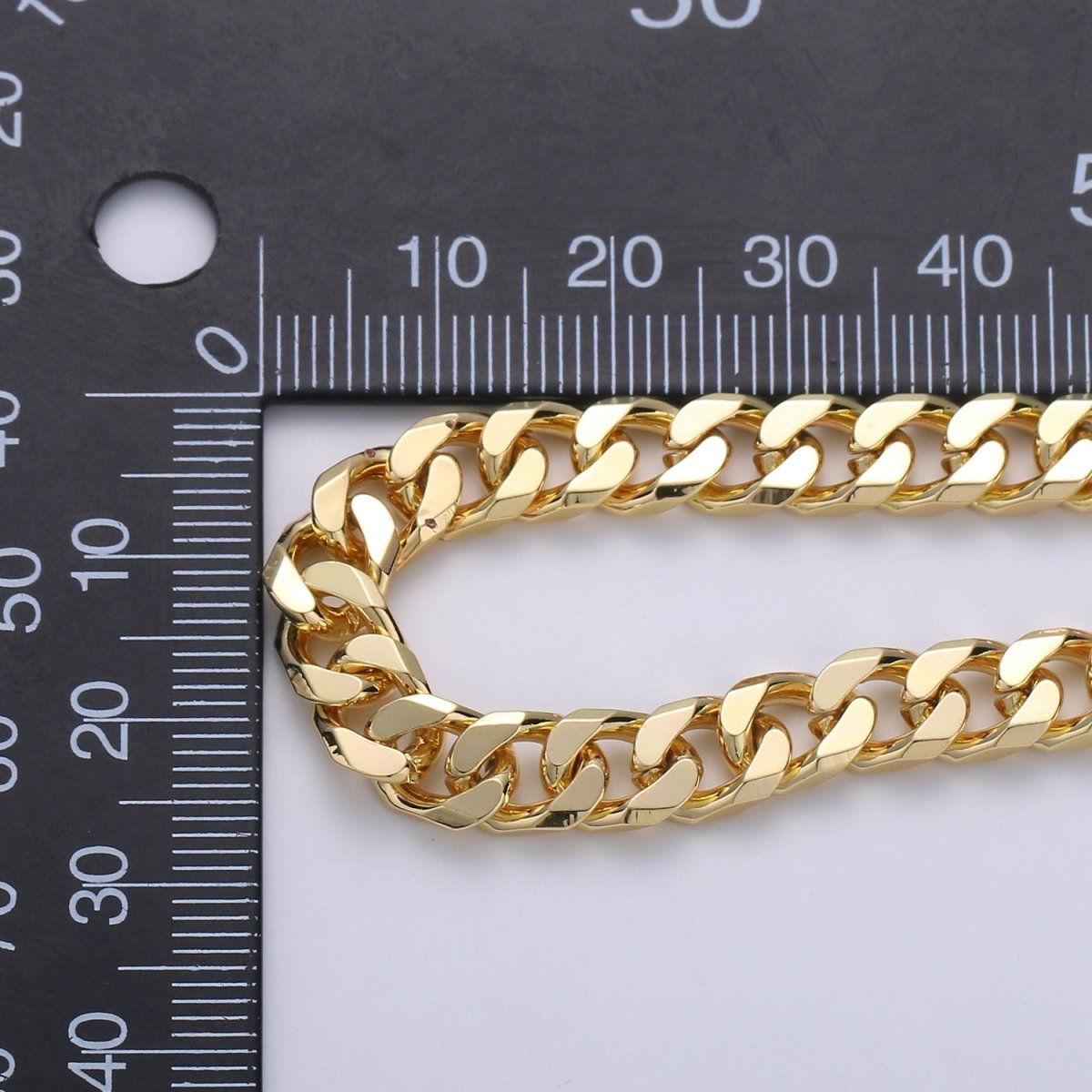 24K Gold plated 9mm Cuban Curb Chain By Yard, Wholesale Bulk Roll Chain For Jewelry Making, Thickness 2mm | ROLL-305 Clearance Pricing - DLUXCA