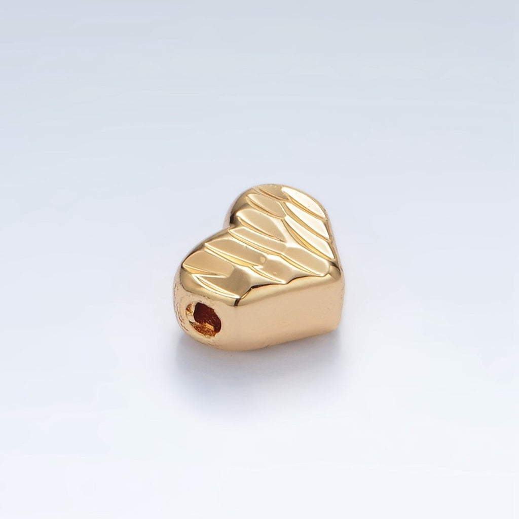 24K Gold plated 9mm Multifaceted Prism Heart Bead in Gold & Silver | B353